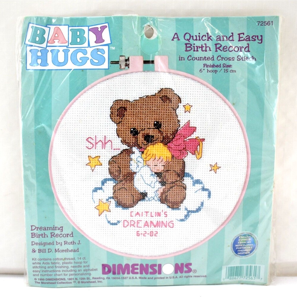 Dimensions Dreaming Birth Record Personalized Counted Cross Stitch Kit